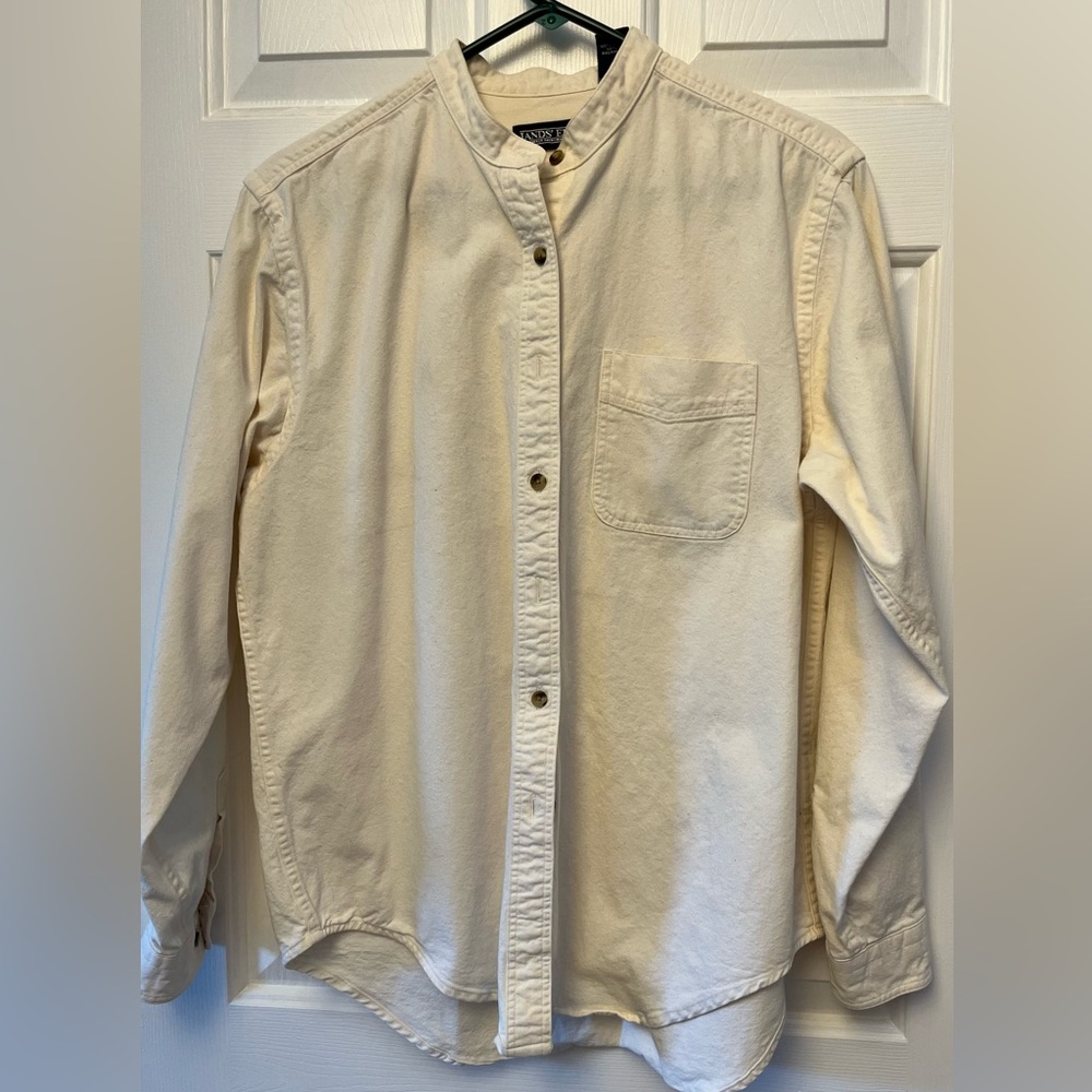Land’s End off-white medium cotton denim shirt